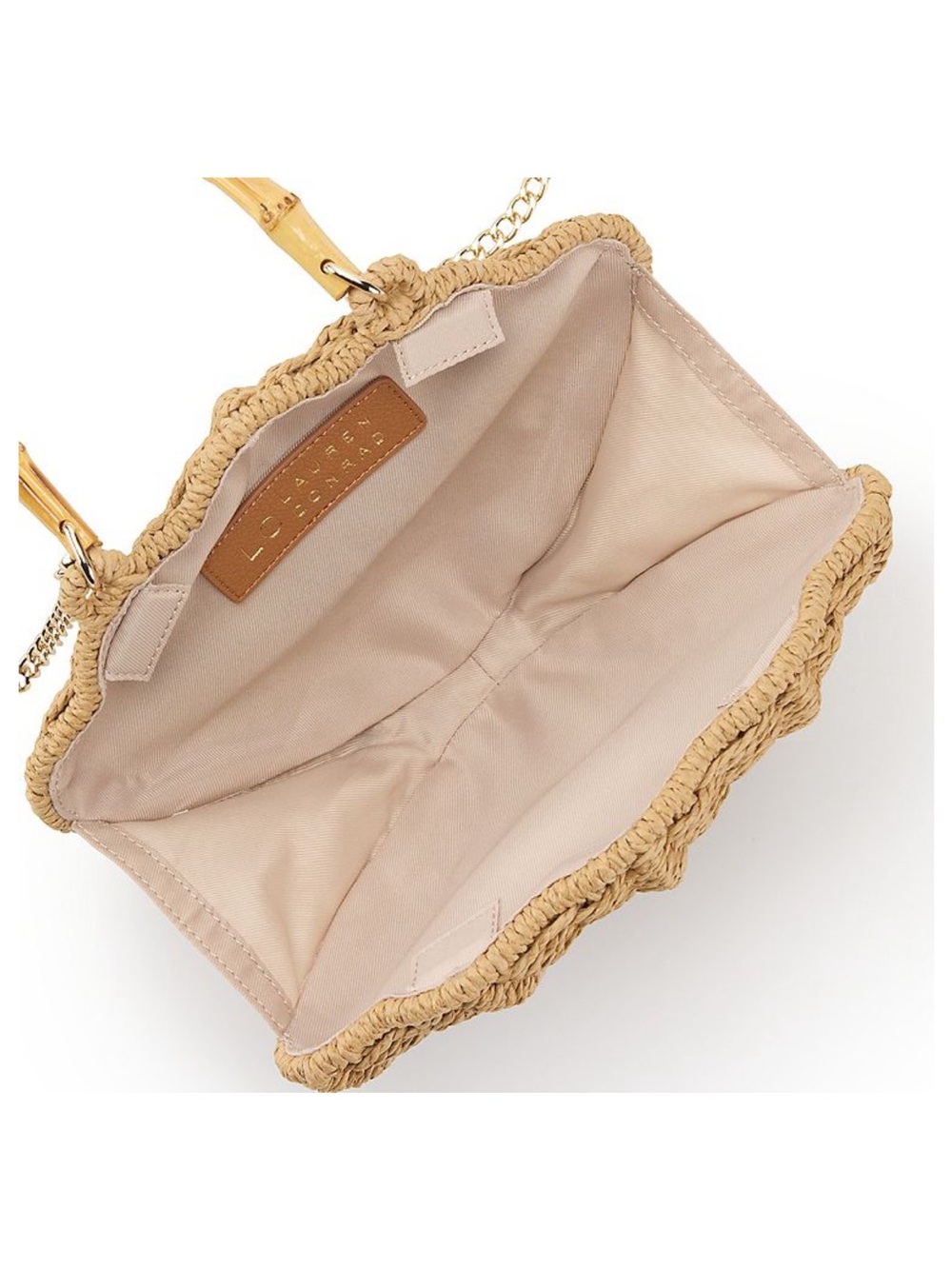 NWT LC Lauren Conrad Shell Wicker Top Handle Bag - Picture 3 of 3